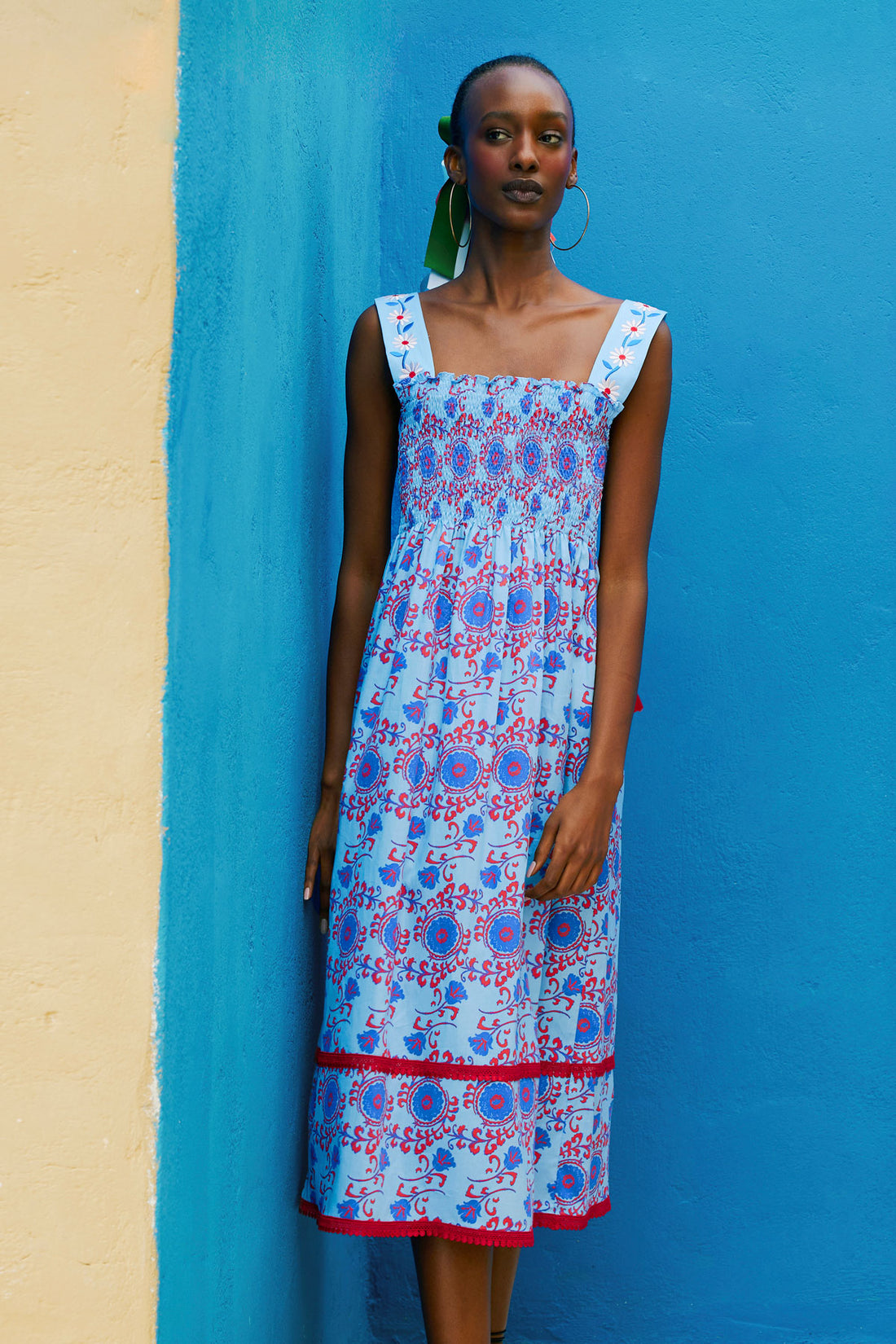 Smocked Dress with Embroidery