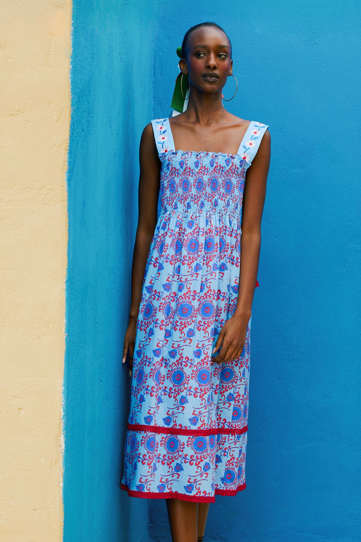 Smocked Dress with Embroidery