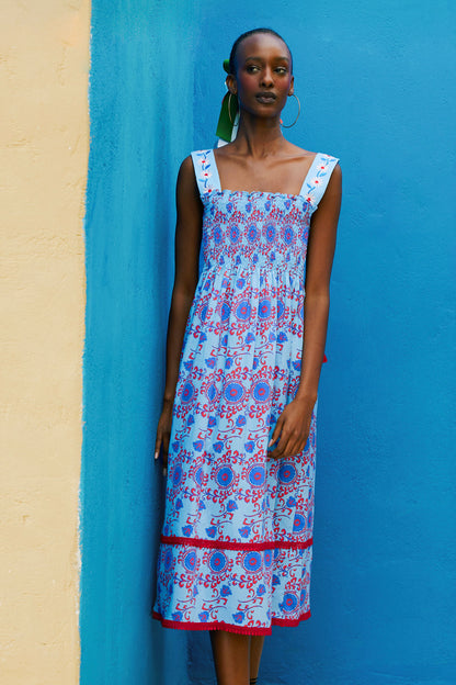 Smocked Dress with Embroidery