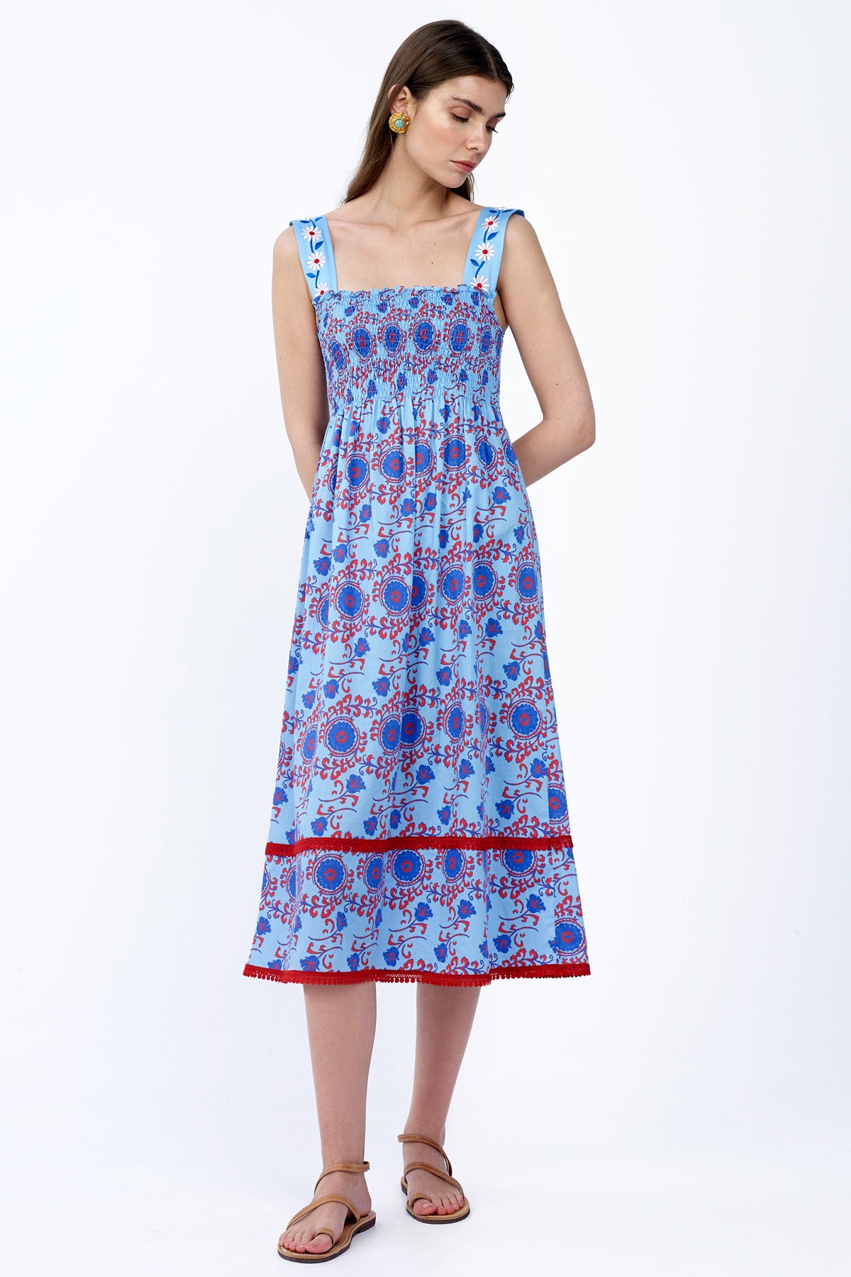 Smocked Dress with Embroidery