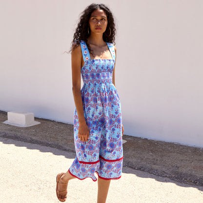 Smocked Dress with Embroidery