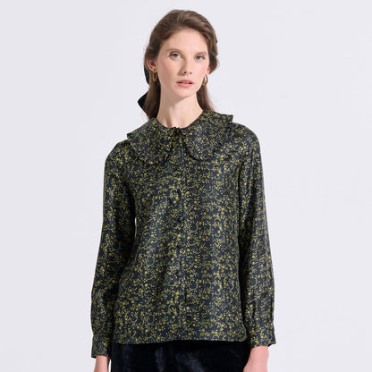 Silk Frilled Collar Shirt