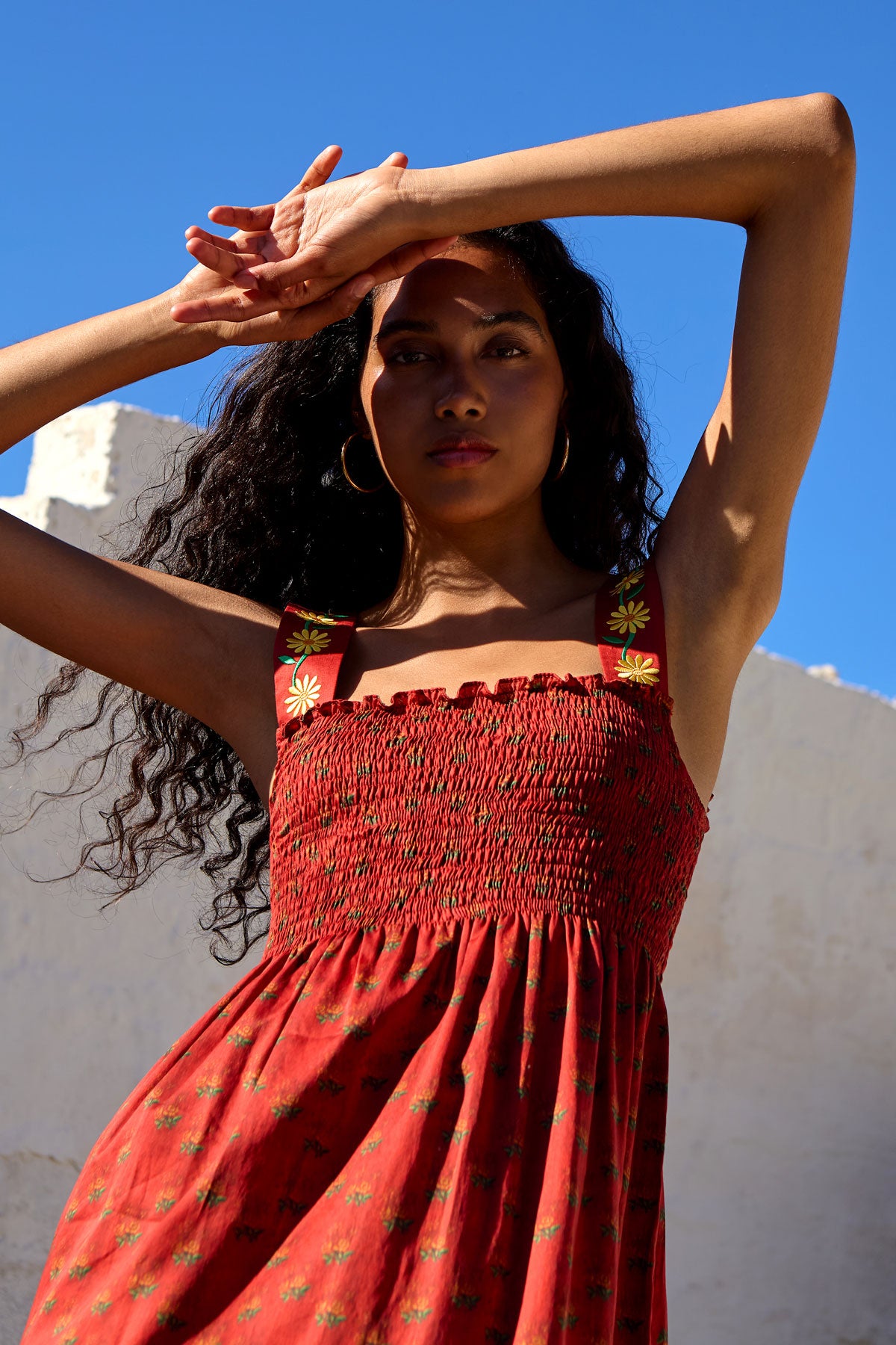 Smocked Dress with Embroidery