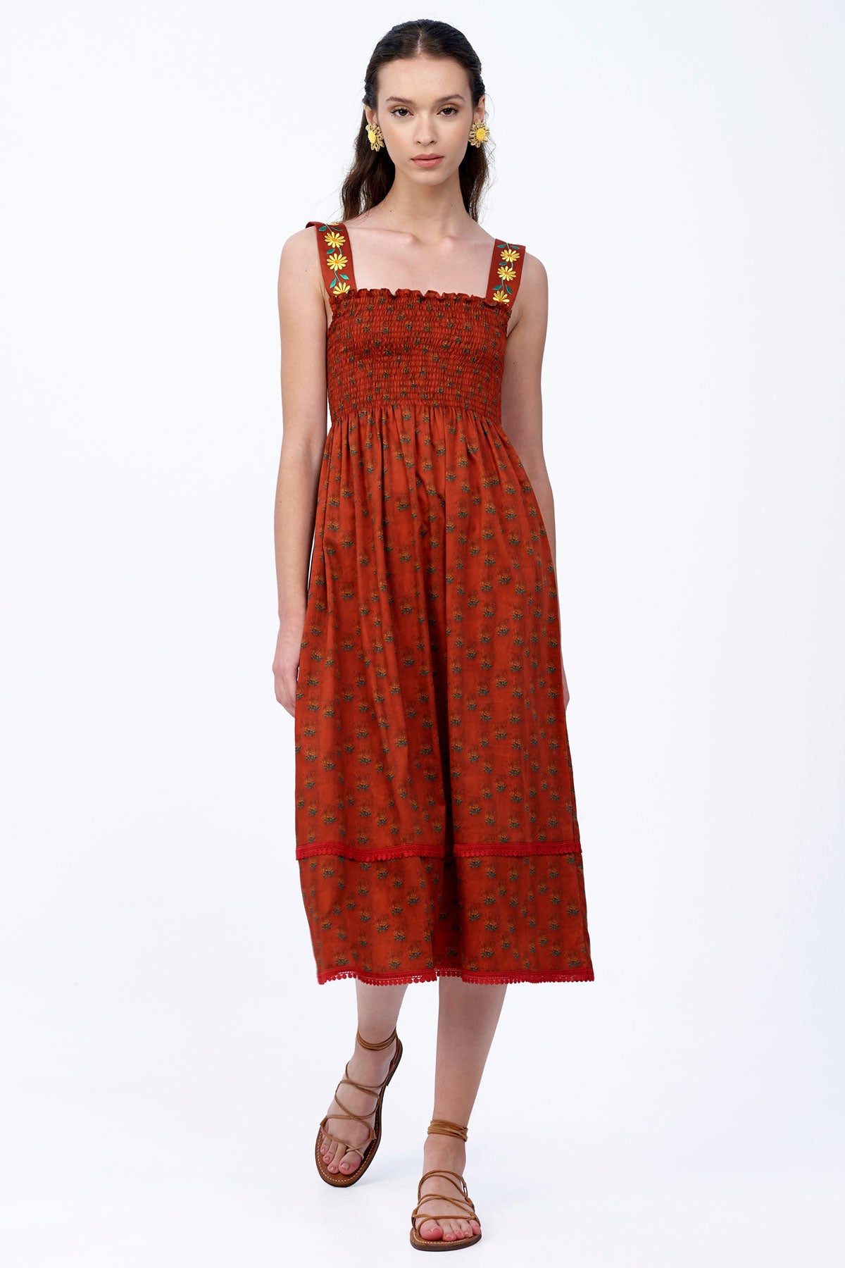 Smocked Dress with Embroidery