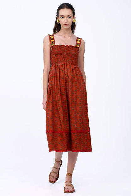 Smocked Dress with Embroidery