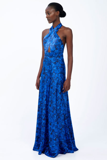Silk Halterneck Maxi Dress