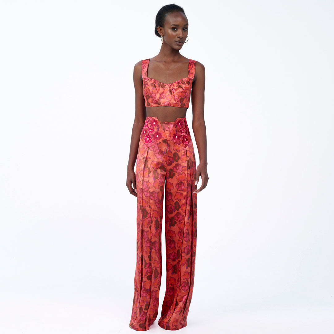 Silk Embroidered Trousers