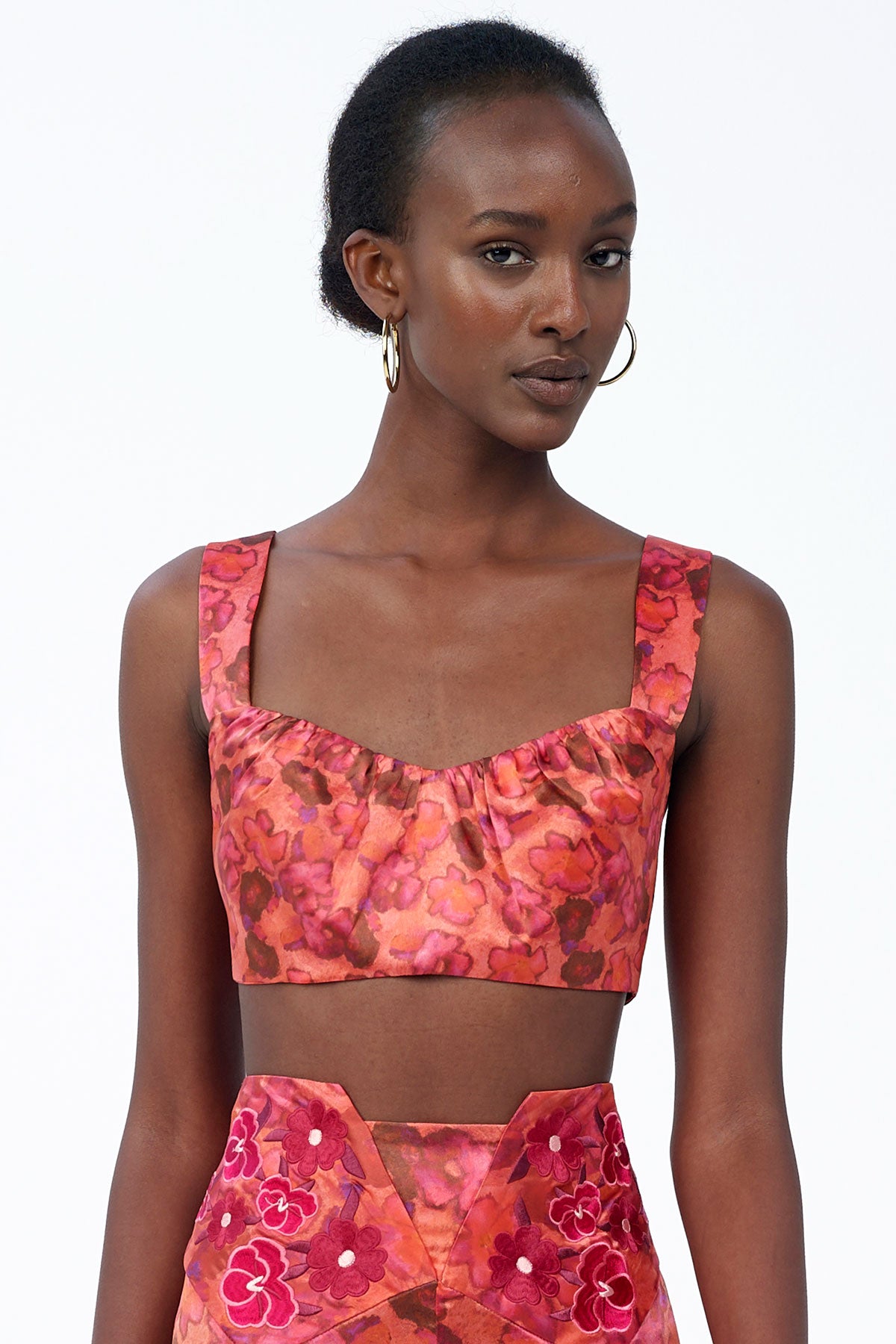 Silk Gathered Crop Top