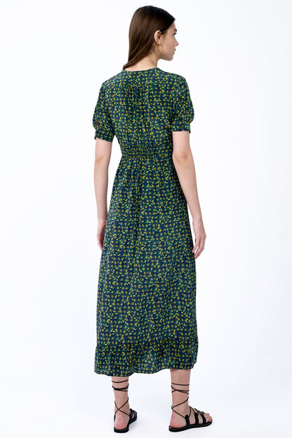 Silk V-Neck Midi Dress