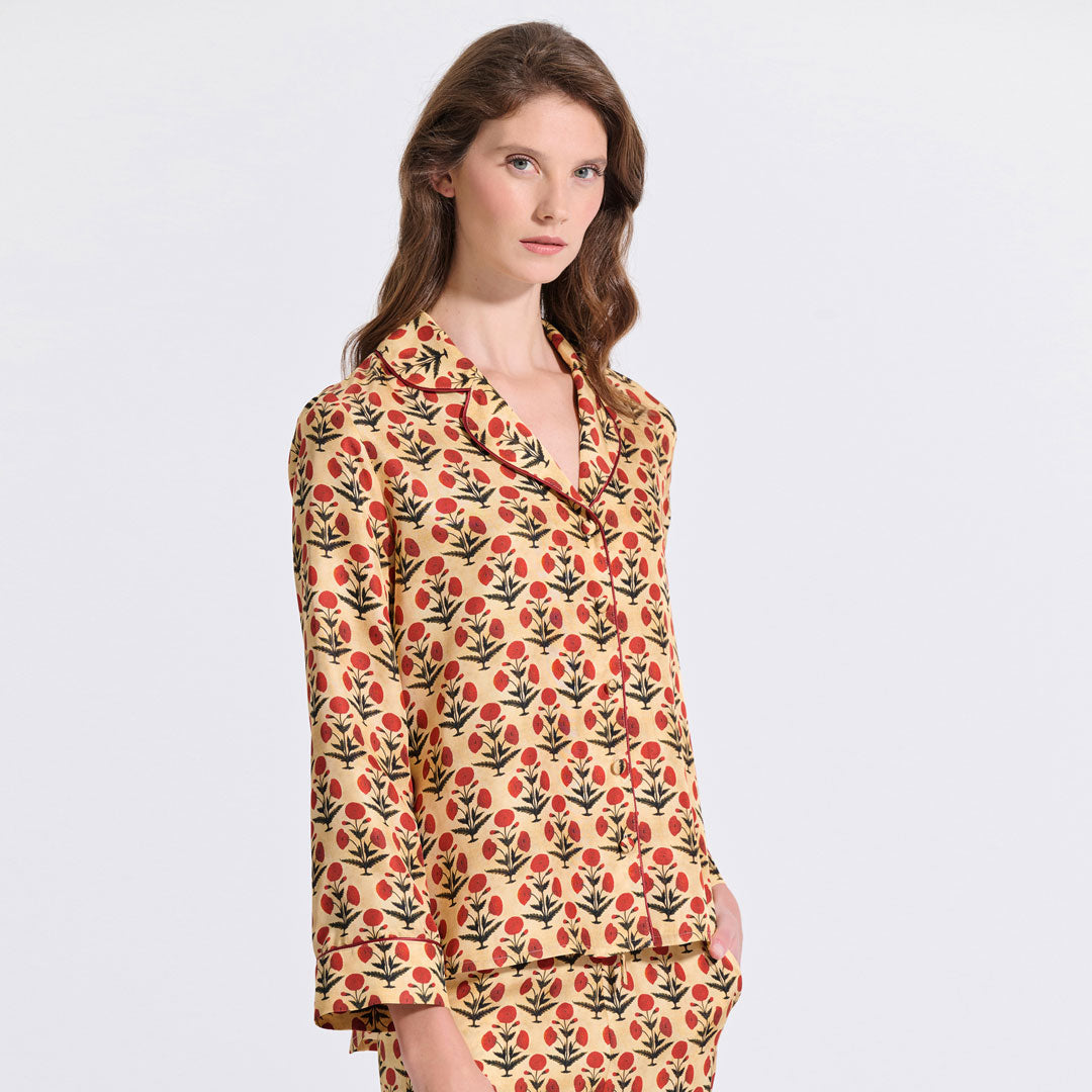 Silk Shirt with Piping