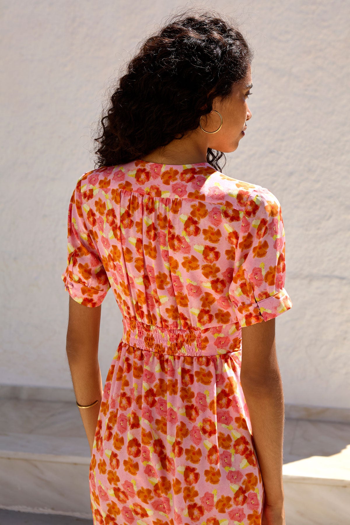 Silk V-Neck Midi Dress