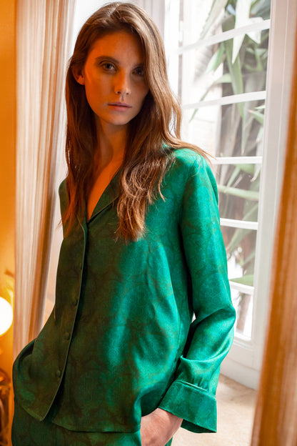 Silk Shirt with Piping