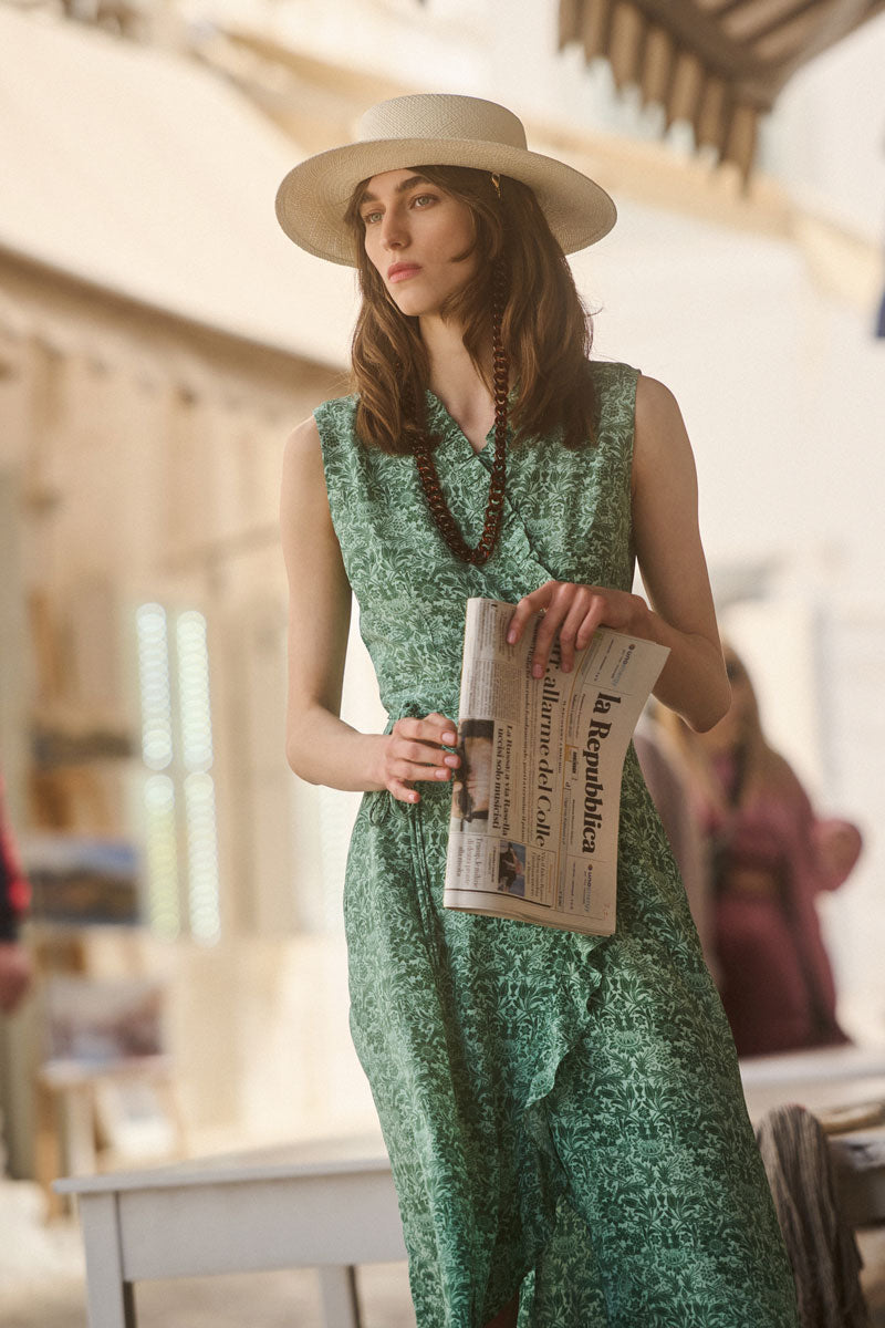 Silk Frilled Wrap Dress