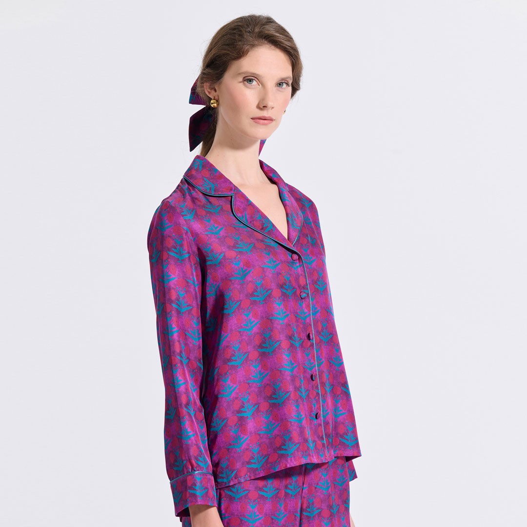 Silk Shirt with Piping